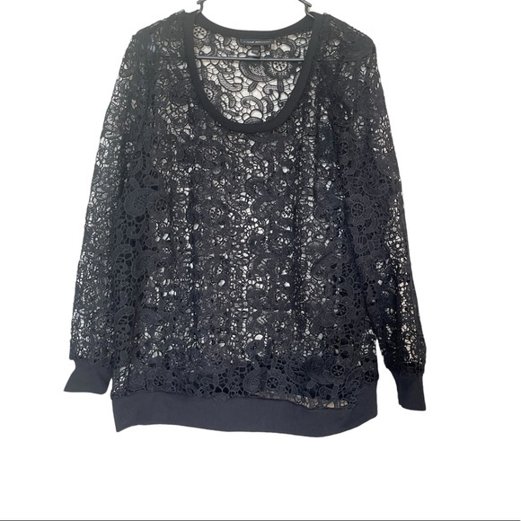 Lane Bryant Black Crochet Pull on‎ Blouse Size 14 / 16 - Picture 1 of 3